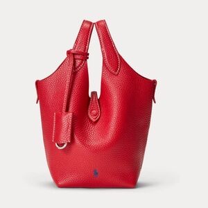 POLO Ralph Lauren Play Leather Small Tote & Crossbody Cherry NWT